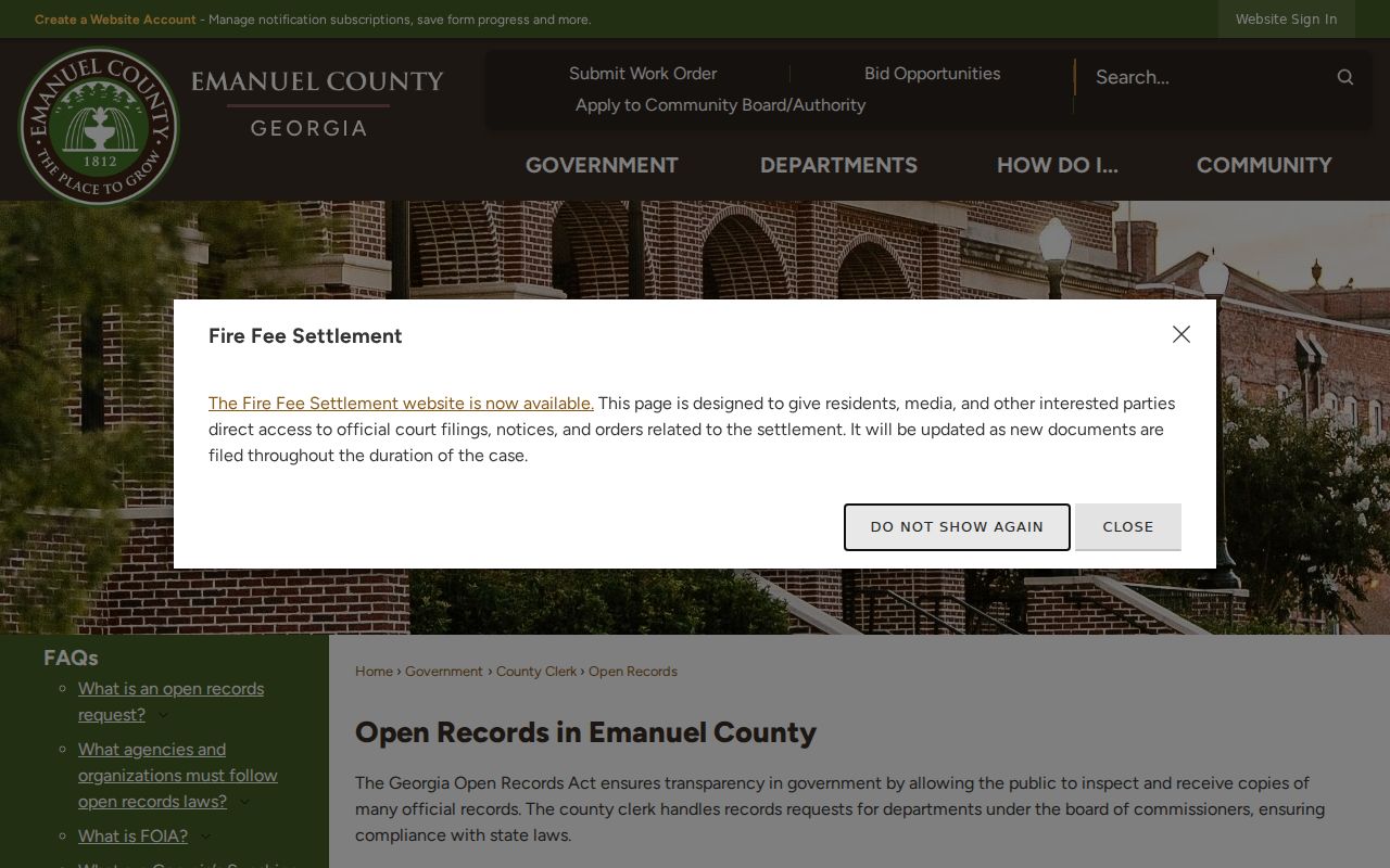Emanuel County court record and open records guidance