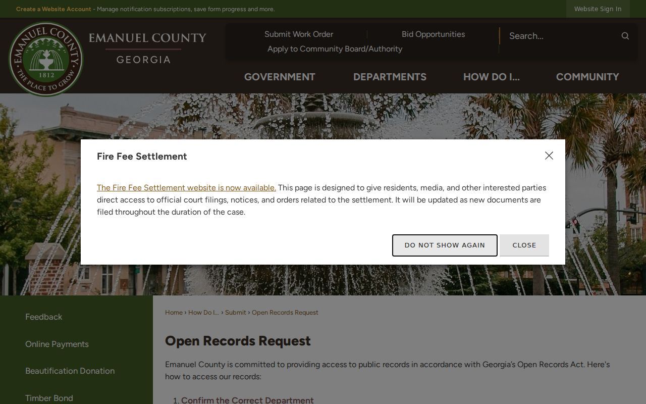 Emanuel County court record request boundary