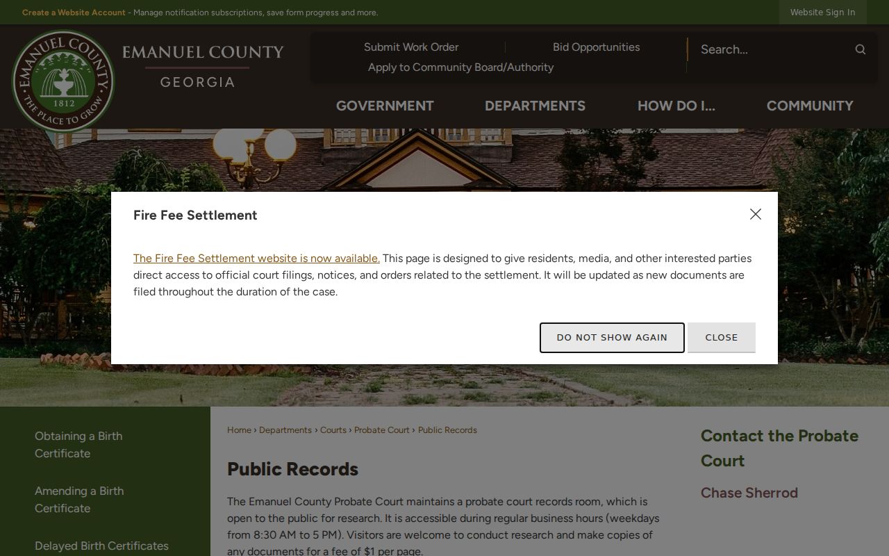 Emanuel County Probate Court record access