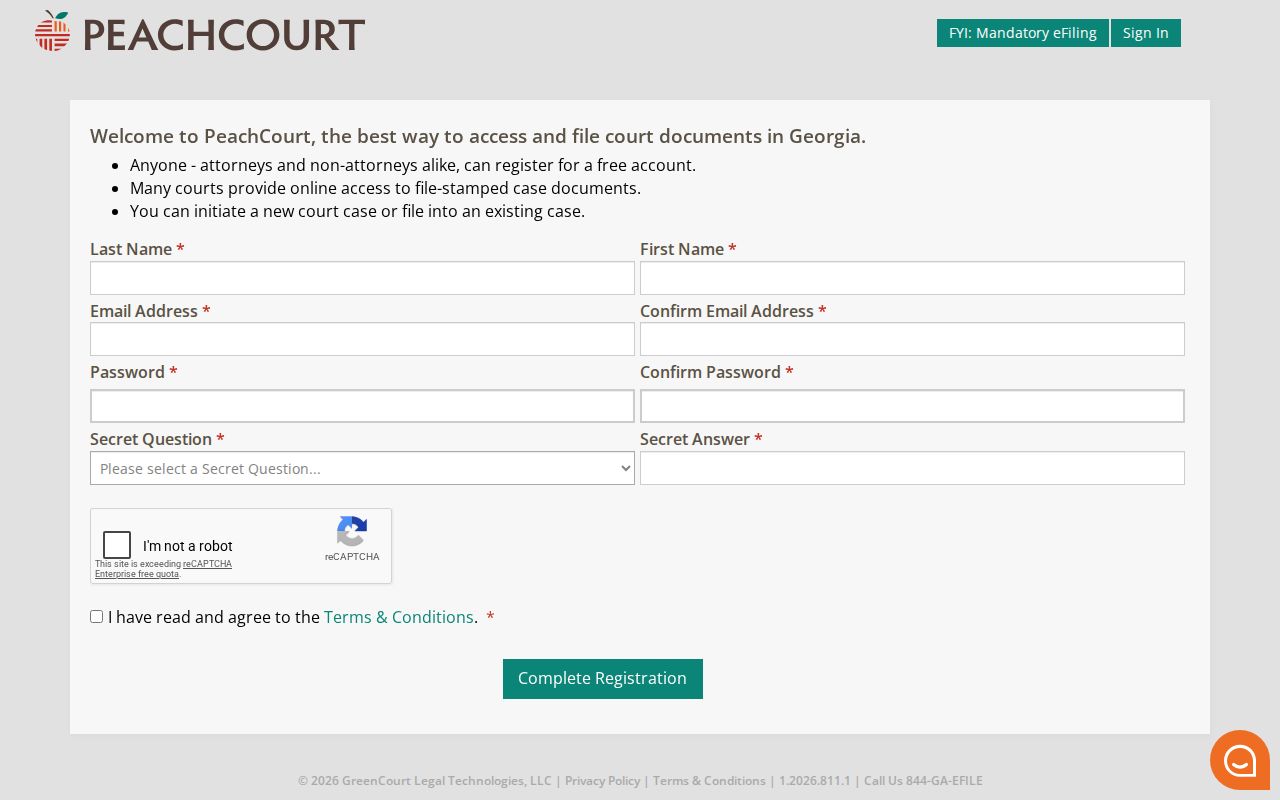 PeachCourt registration for Emanuel County document access