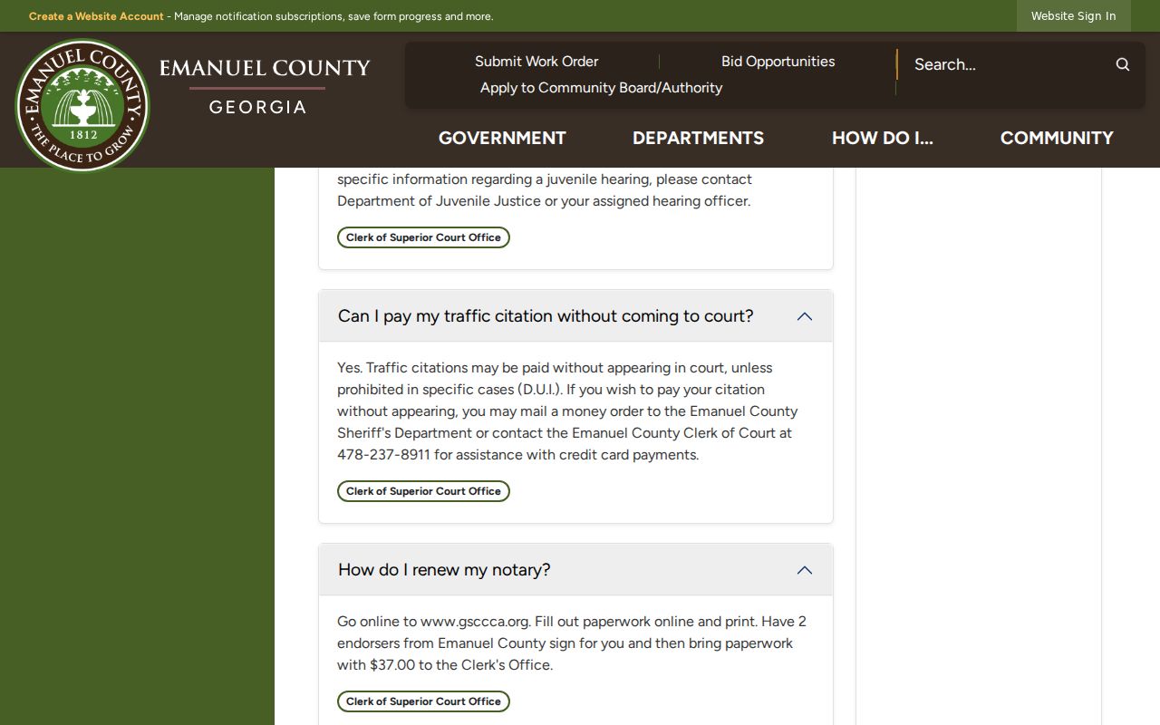 Emanuel County court FAQ used to distinguish county and city tickets